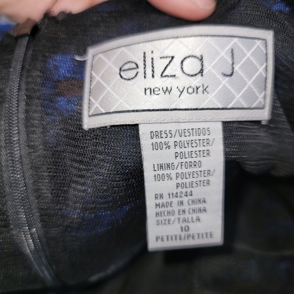 ELIZA J TIERED RUFFLE SATIN ROYAL BLUE DRESS, sz 10 Petite - Picture 8 of 10